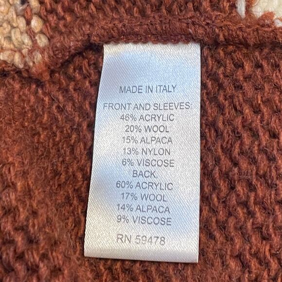 Elsamanda Aztec Print Drape Cardigan Womens Medium Brown Colorblock Layer Topper - Picture 6 of 8